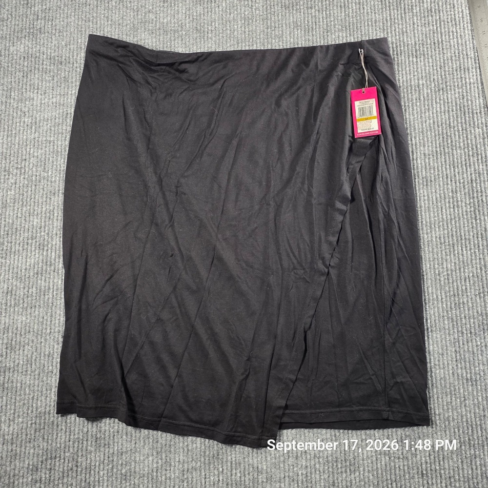 Vince Camuto Essentials Rich Black Faux Wrap Skirt 3X Plus Size NEW 9299840